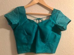 Blouse or Choli Kelly Green Textured finish